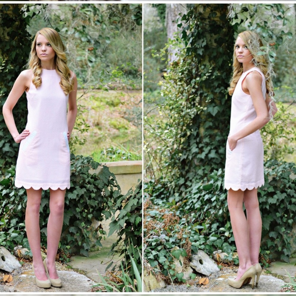 Jolie & Elizabeth Peach scalloped Sheath Mini Dress S
